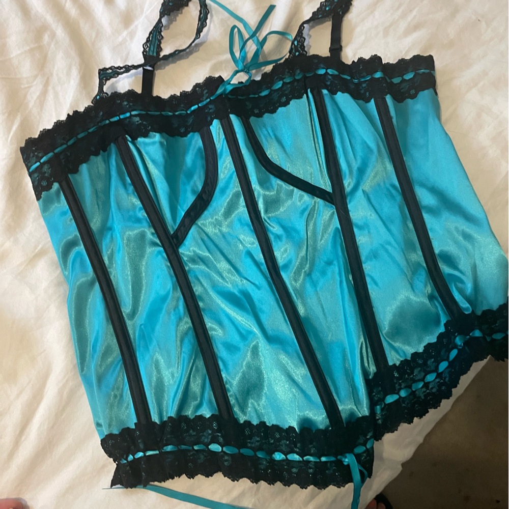 Torrid Turquoise and Black Satin Chemise